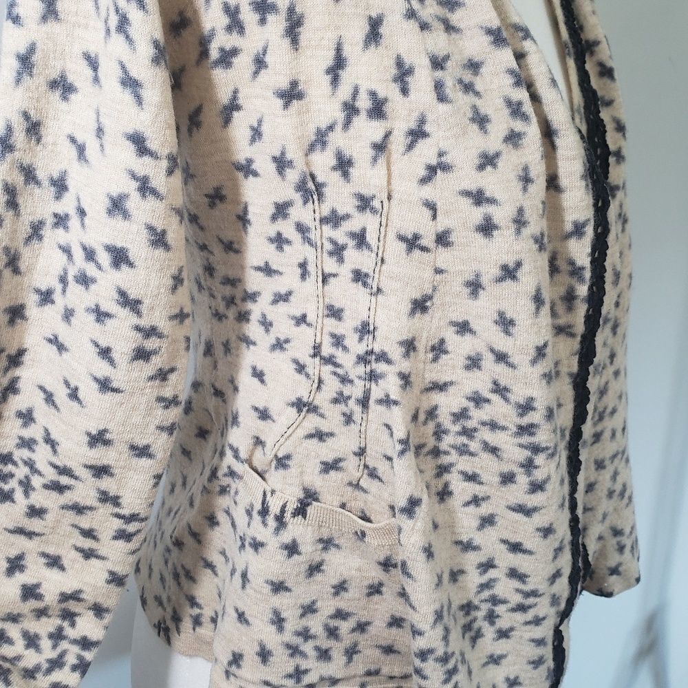 Anthro Sparrow Soft Soaring Bird Print Sweater - image 3